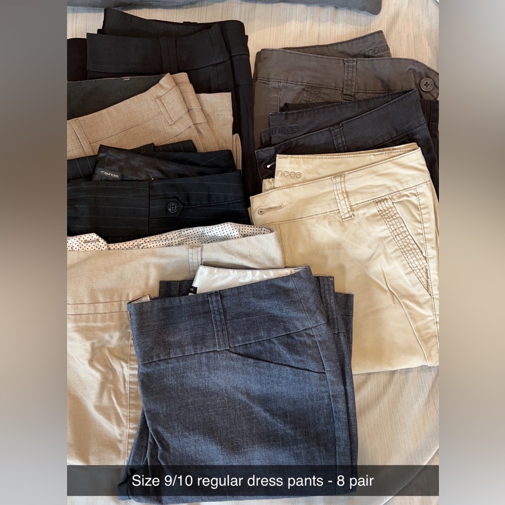 Maurice’s brand lot of dress pants.  Great condition.  Size 9/10 regular